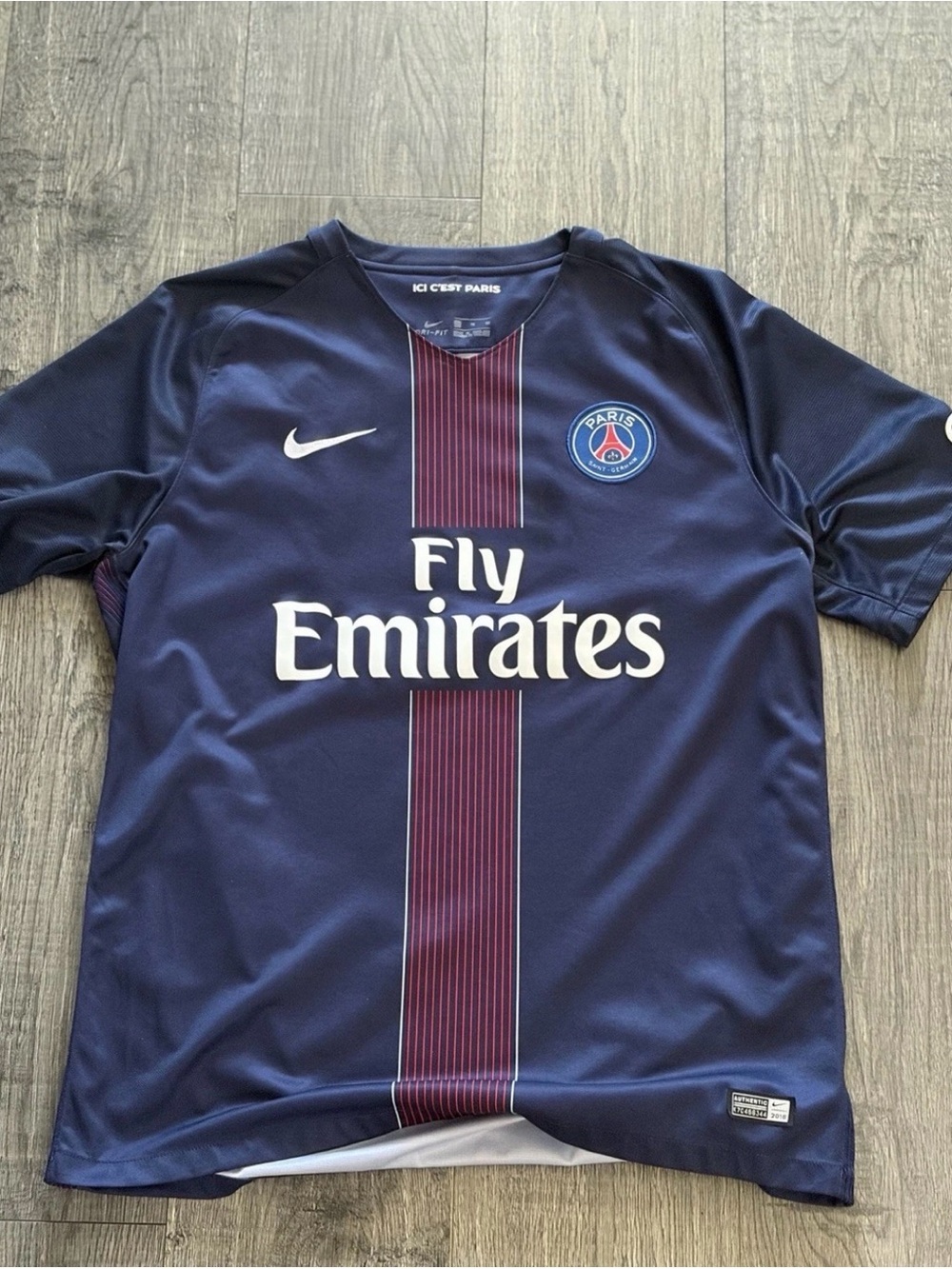 Nike Boys' Paris Saint-Germain Navy Soccer Jersey with Maroon Stripe